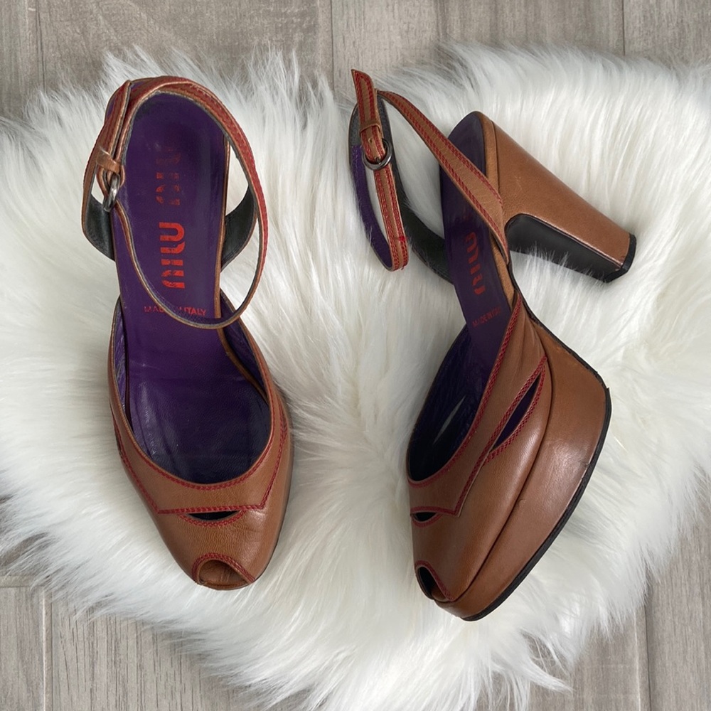 ❌sold❌MIU MIU vintage peep toe sandals platform heels 36